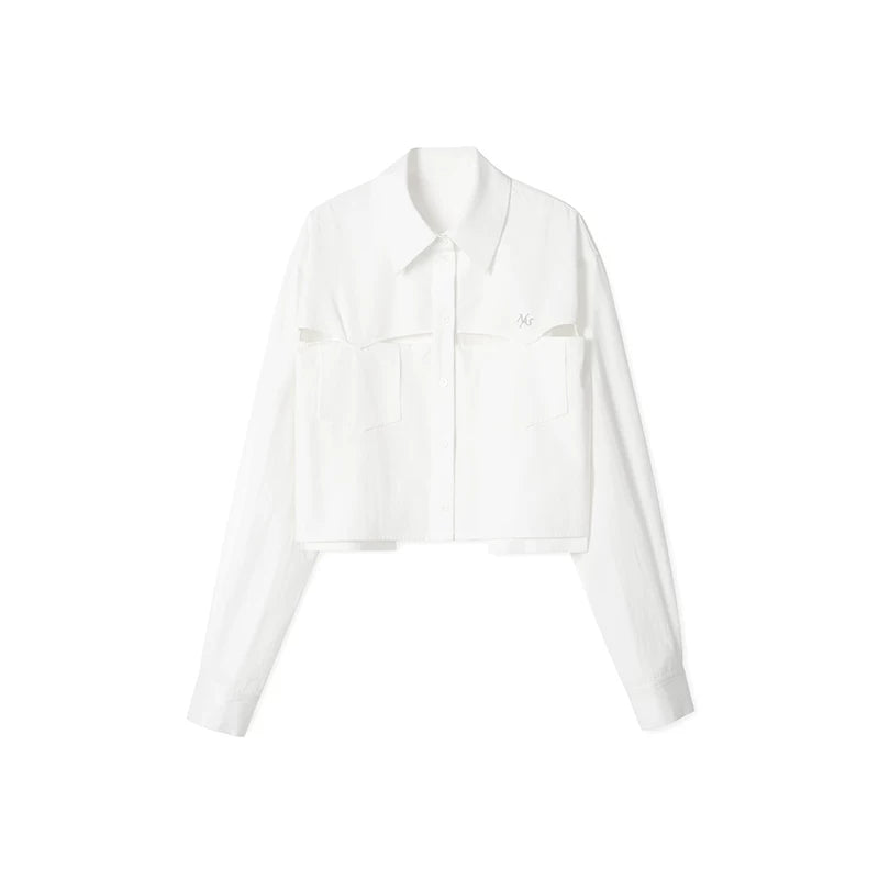 Hyde Lyocell-Cotton Cutout Cropped Shirt