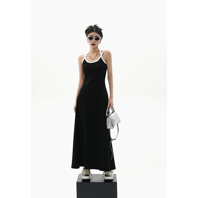 American Street-Style Slim-Fit Camisole Maxi Dress
