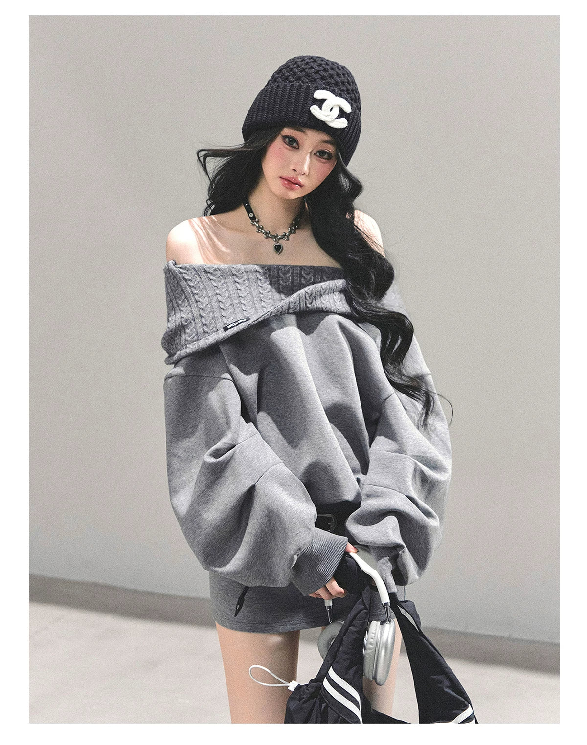Two-Piece Oversized Hooded Sweatshirt