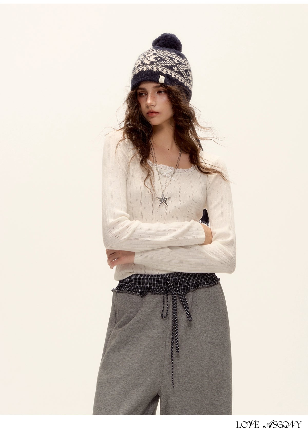 Bow Cutout Knit U-Neck T-Shirt