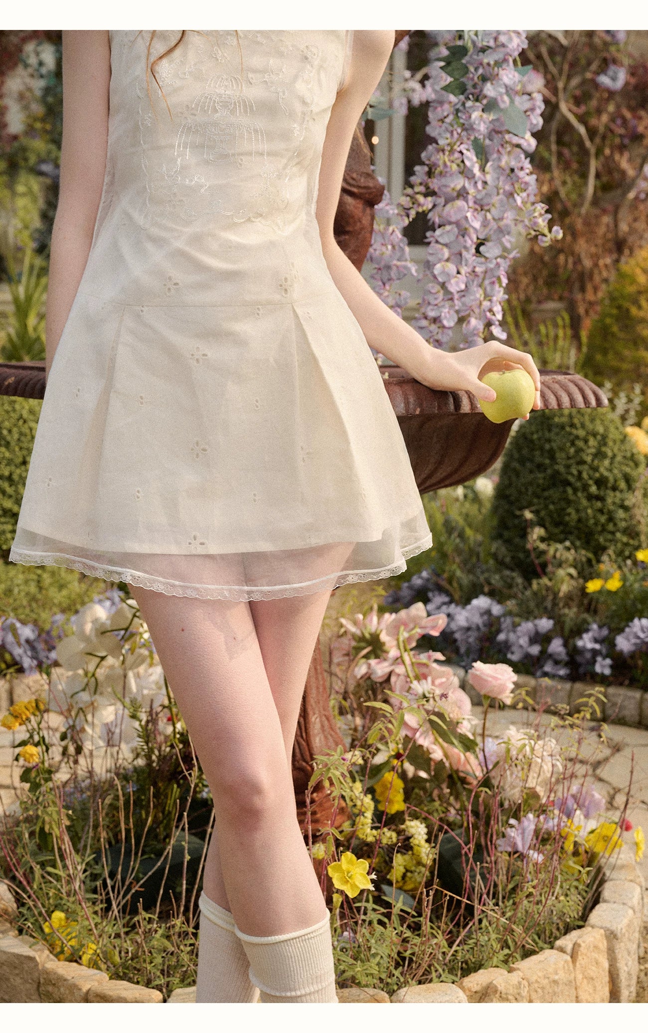 Sky Island Embroidered Layered White Dress