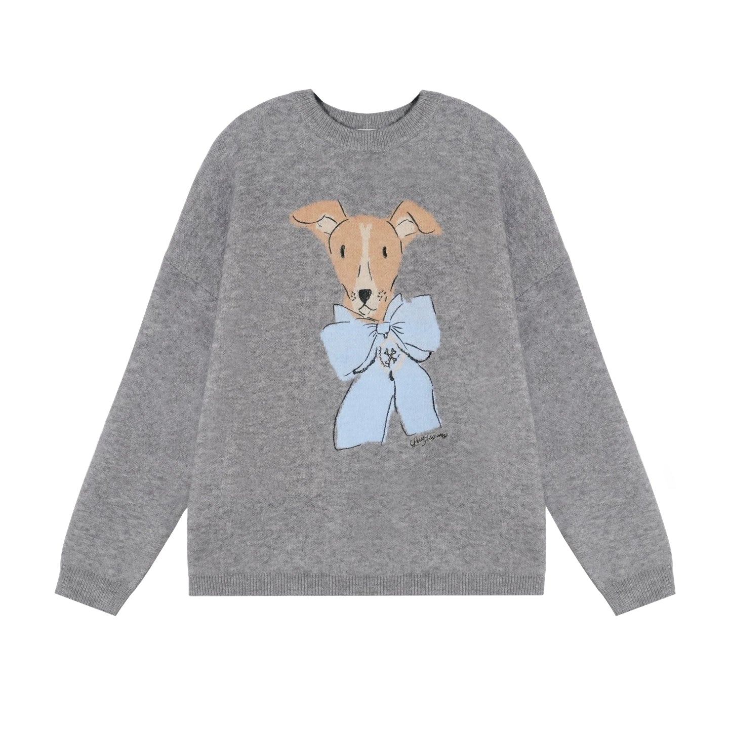 Bow-Knot Puppy Jacquard Pullover Crewneck - CHINASQUAD