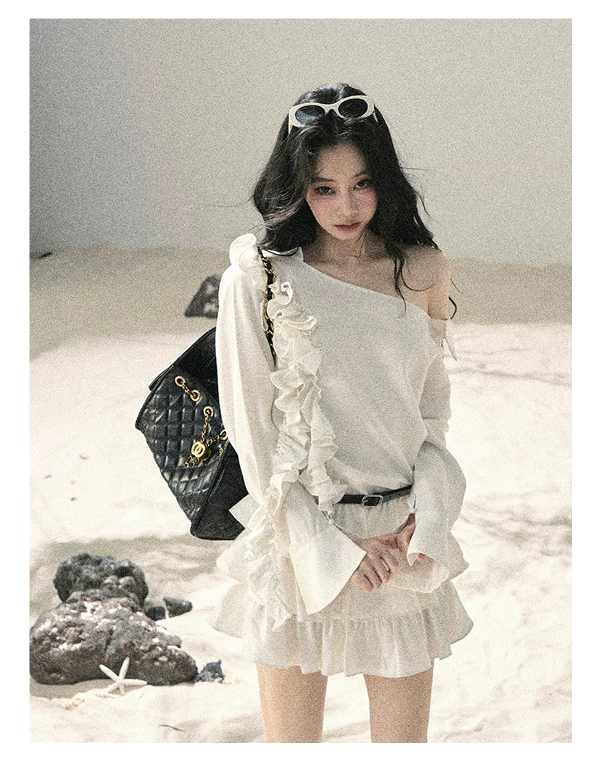 French Ruffle Off-Shoulder Mini Dress