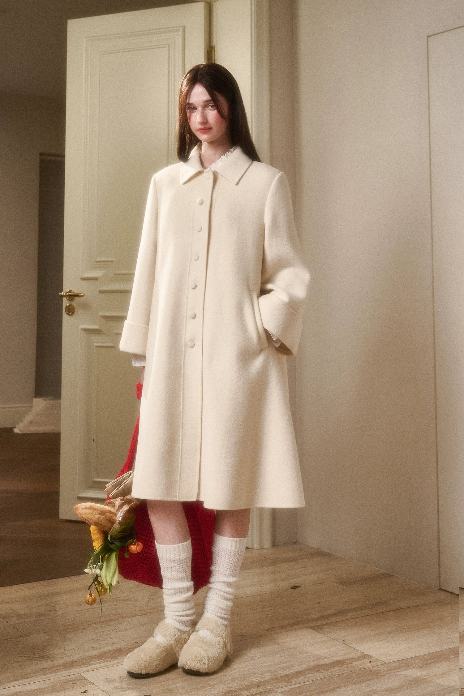 Playful Winter 100% Wool Cape Coat