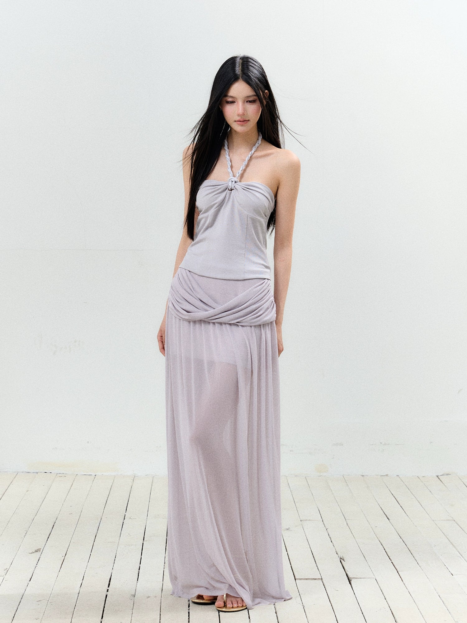 Twist Tie Halter Crop Top & Skirt Set - CHINASQUAD