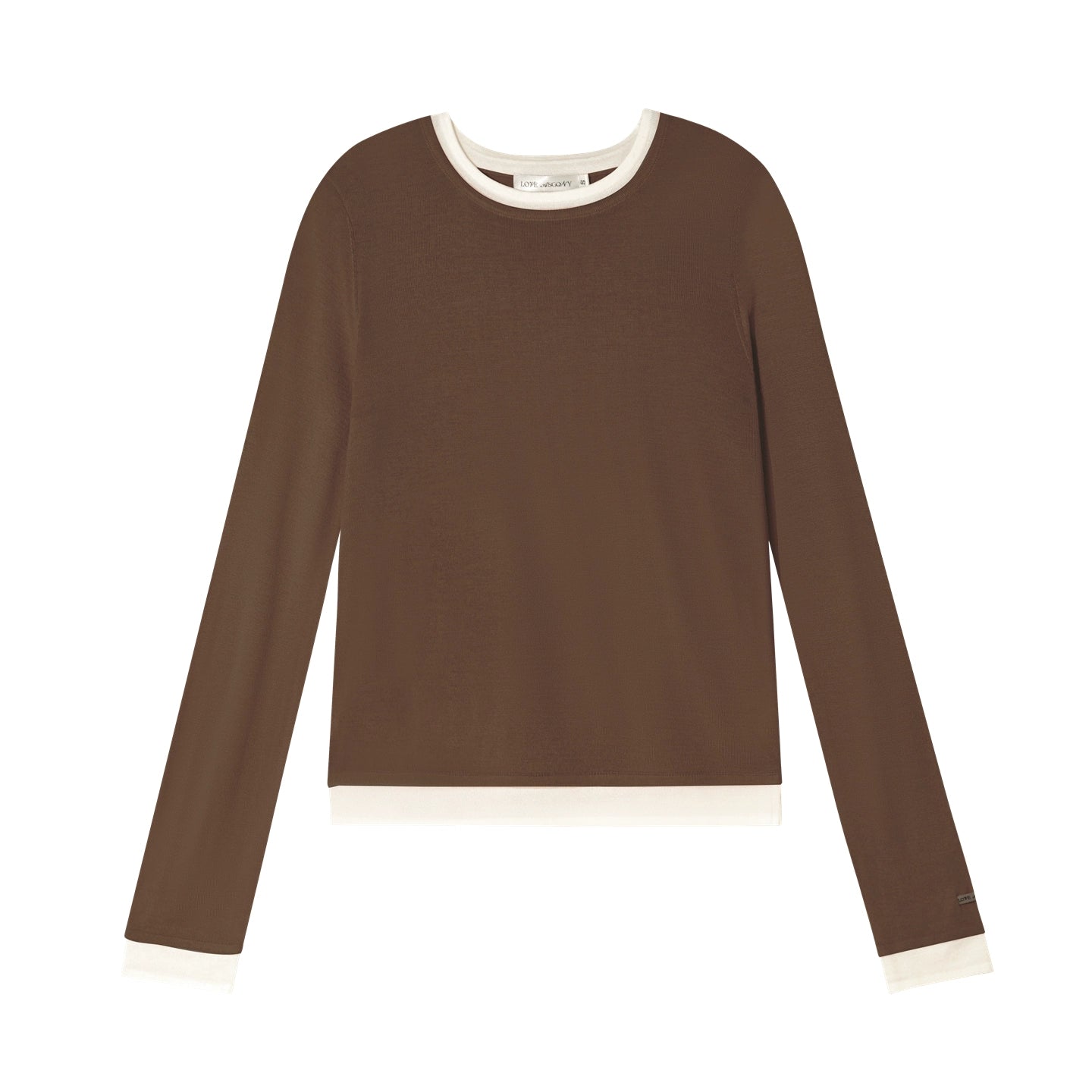 Layered-Effect Crew Neck Fitted Knit T-Shirt