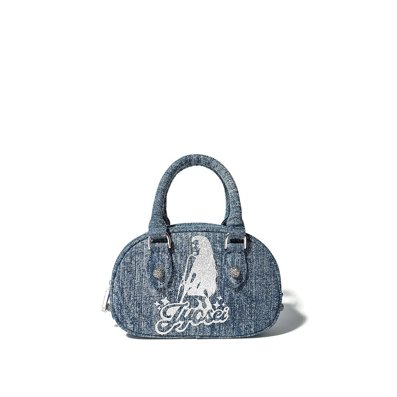 Vintage Washed Denim Bowling Bag