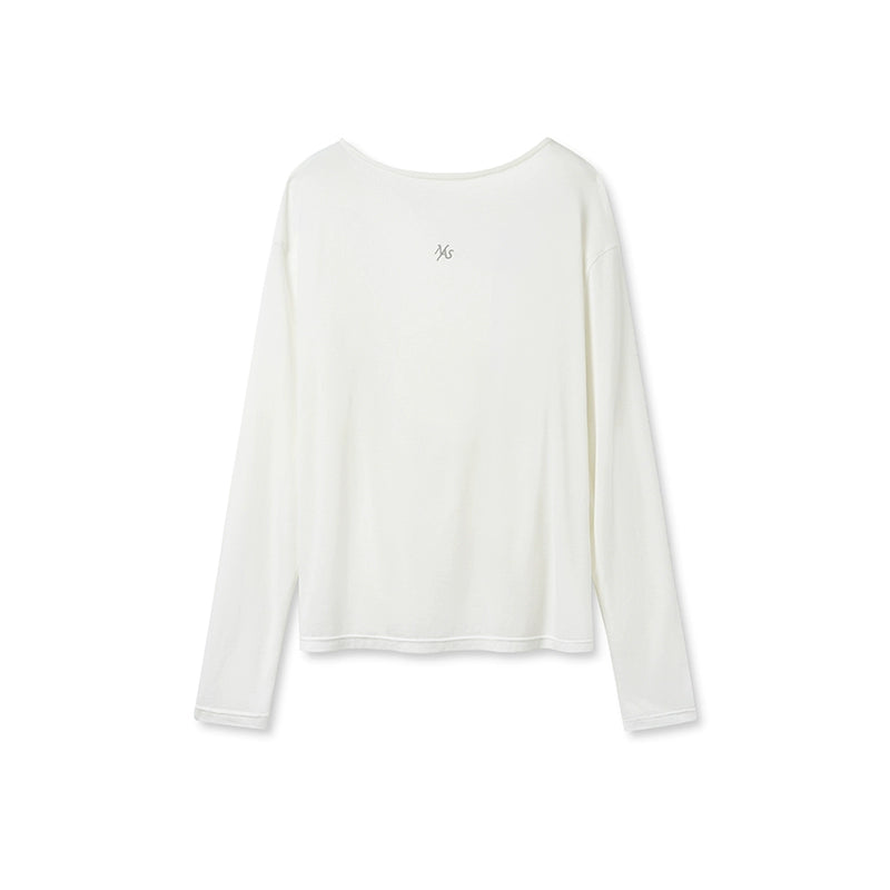 Boat Neck Slightly Sheer Knotted Open-back T-shirt - CHINASQUAD