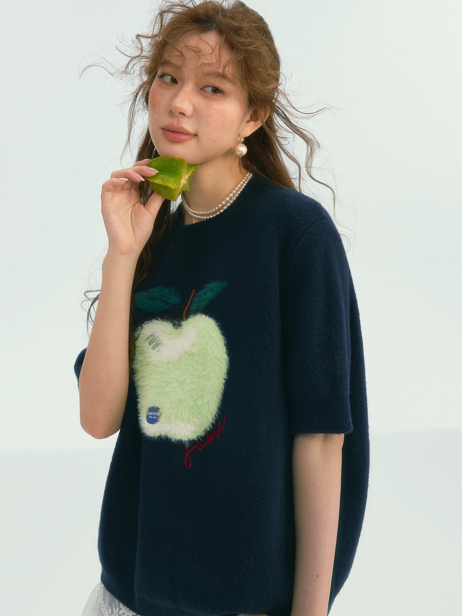 Fun Apple Short Sleeve Sweater - CHINASQUAD