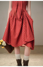 Berry Bordeaux Red Halter Dress - CHINASQUAD