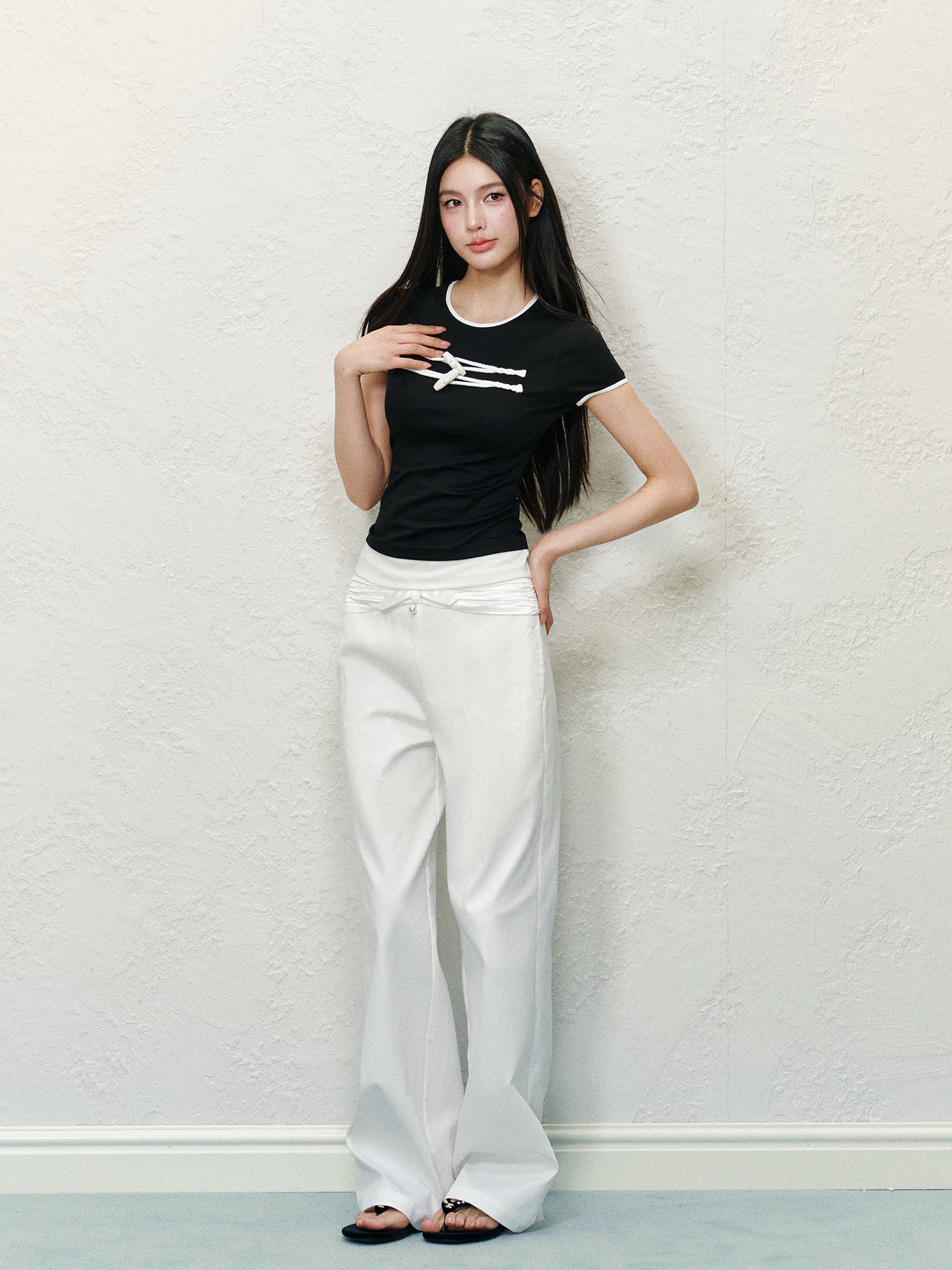 Horn Button Color-block Shoulder Short Sleeve - CHINASQUAD