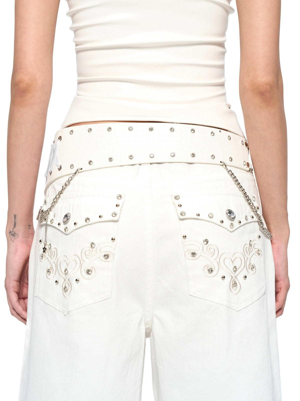 Asymmetric Logo-Embellished Chain & Ribbon Belt