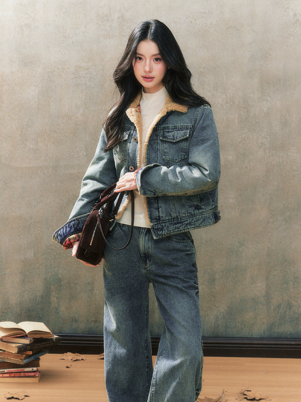 Blue Fleece-Lined Denim Jacket - CHINASQUAD