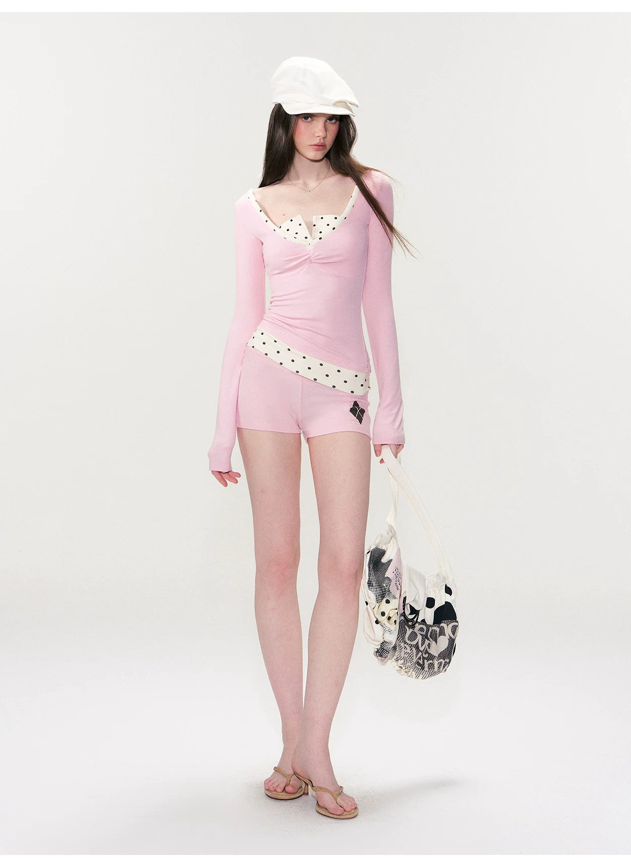 Faux Two-Piece Slim Long-Sleeve T-Shirt