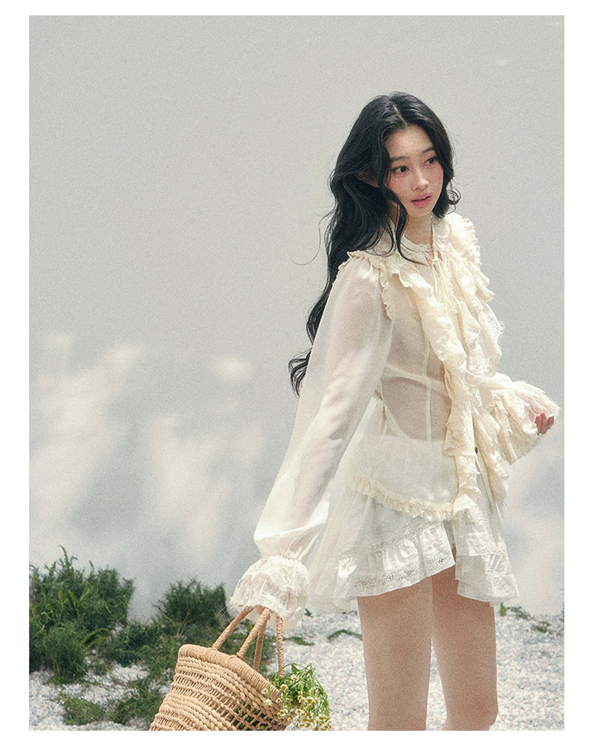 Vintage Lace Ruffle Shirt
