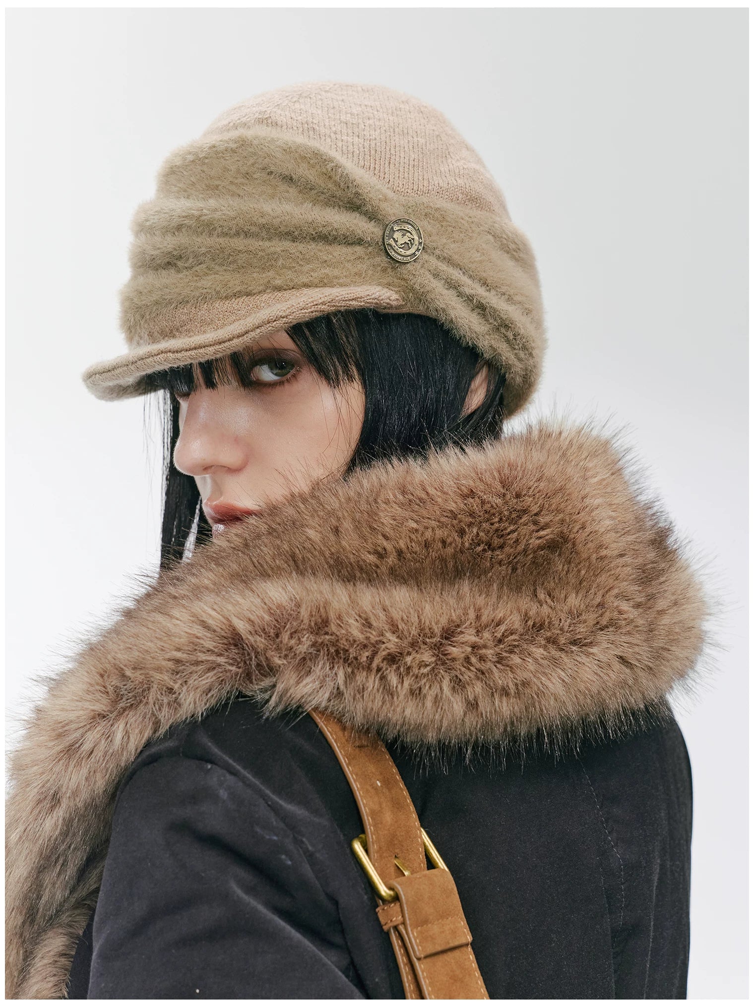 Wool-Blend Ruched Knit Cap