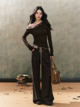 Off-Shoulder Plaid Patchwork Blouse - CHINASQUAD