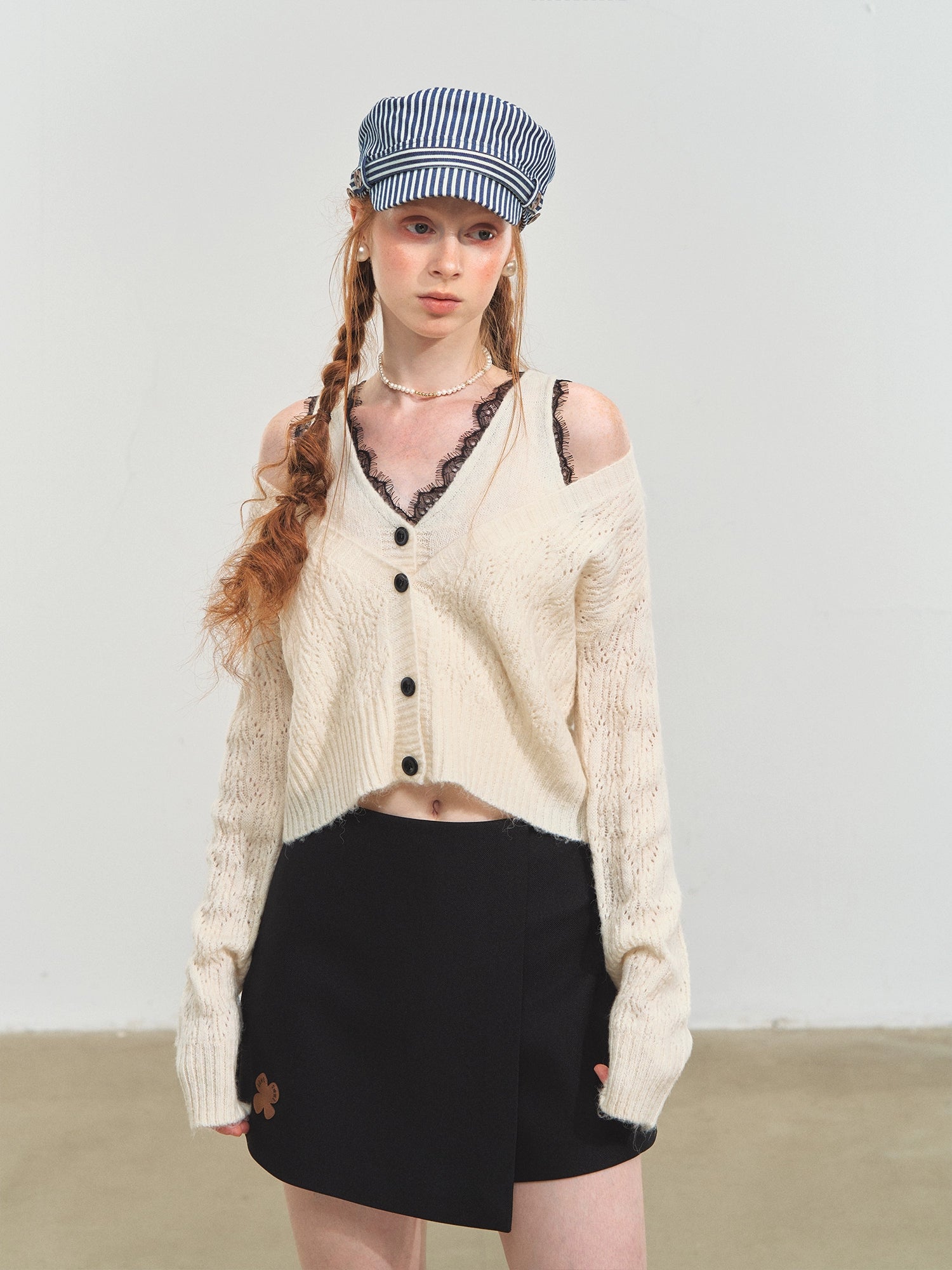 Lace V-Neck Layered Cardigan