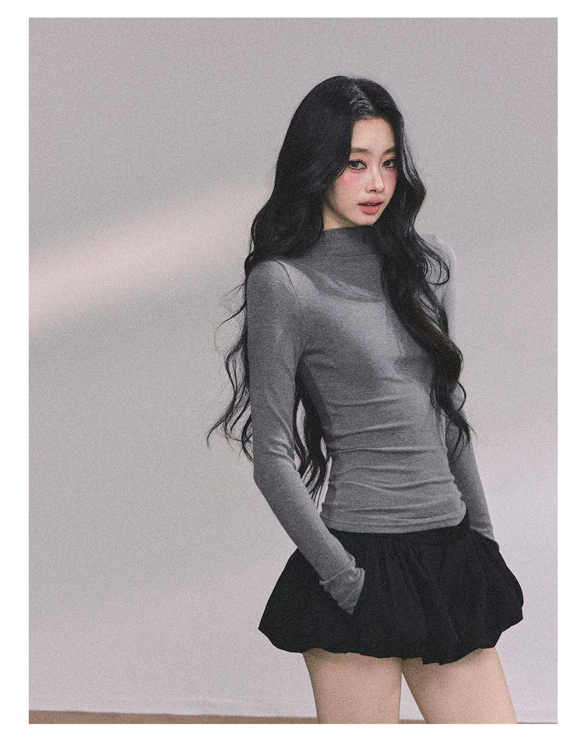 French High-Neck Knit Sweater