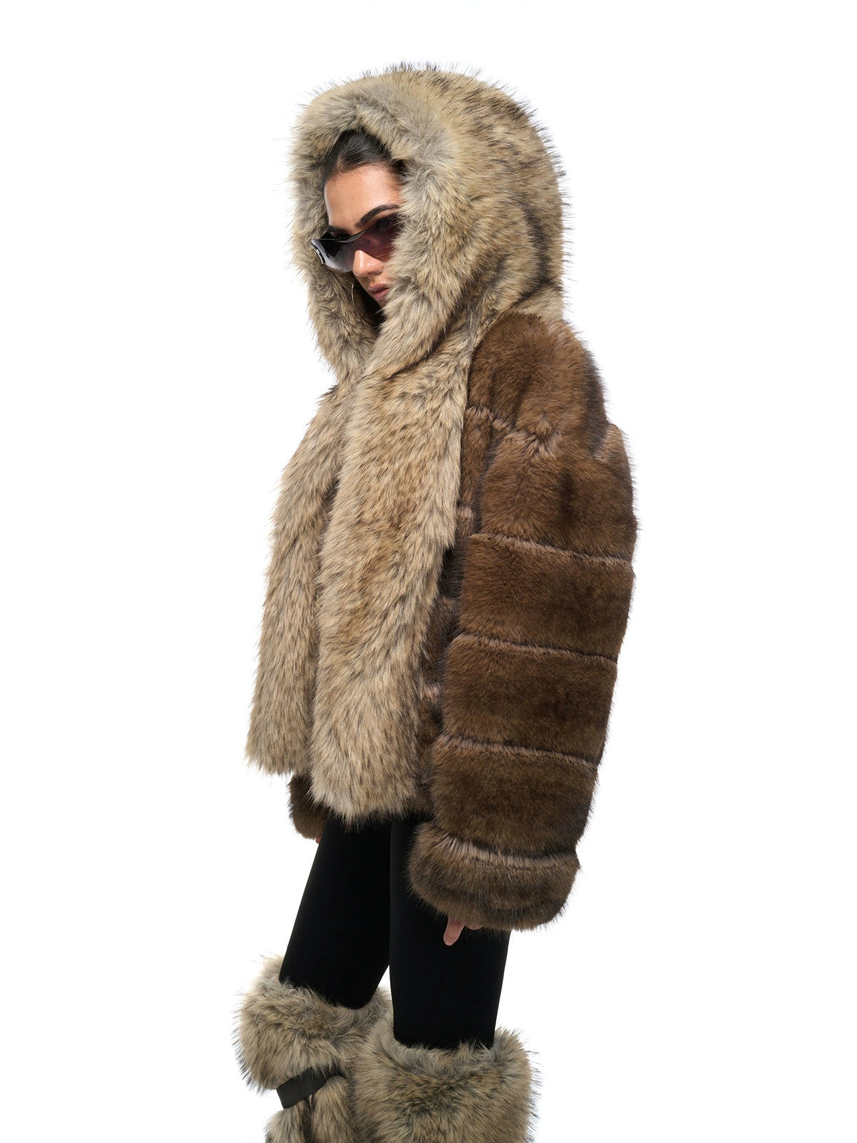 Faux Fur Hooded Oversized Jacket