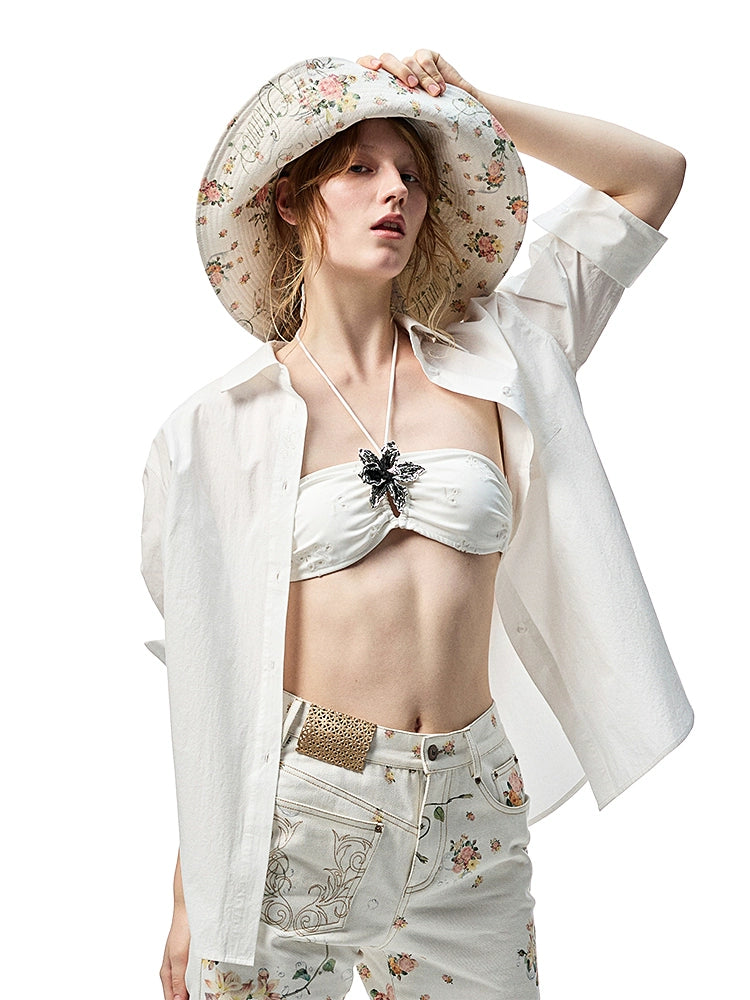 Floral-Printed Sun Hat