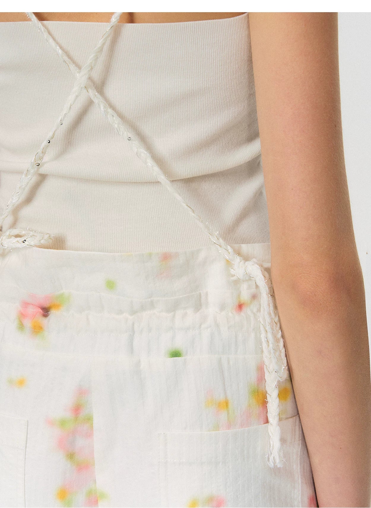 Vintage Soft-Blur Floral Backless Strap Jumpsuit