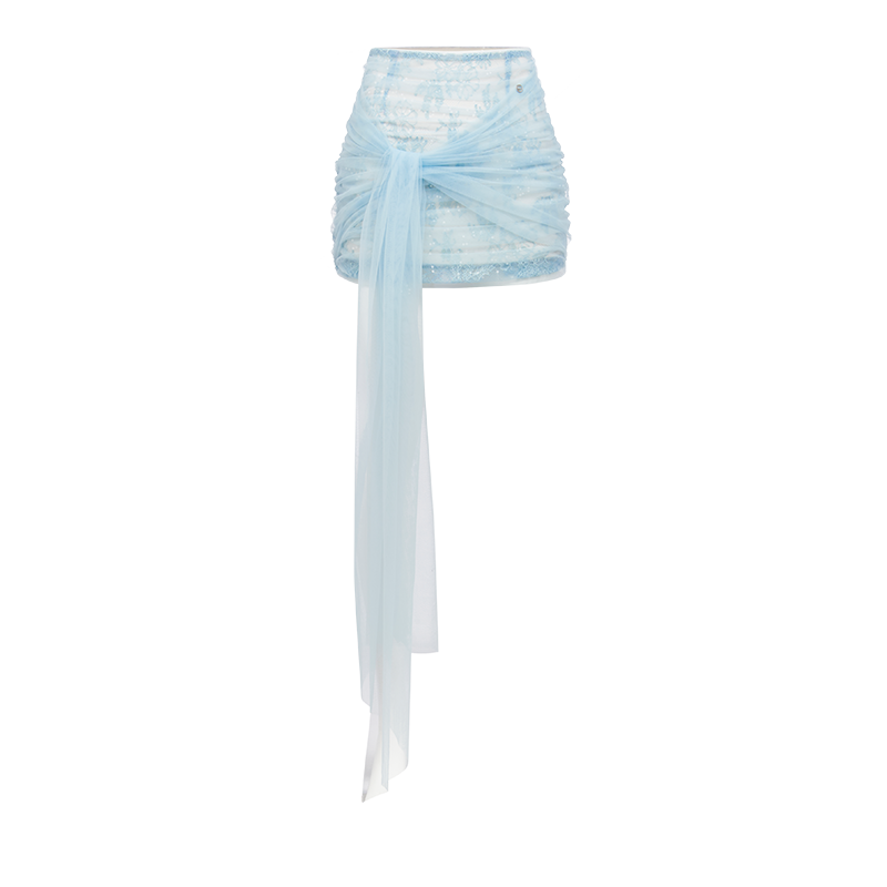 Tassel Ribbon Strapless Top & Tulle Skirt Set - CHINASQUAD