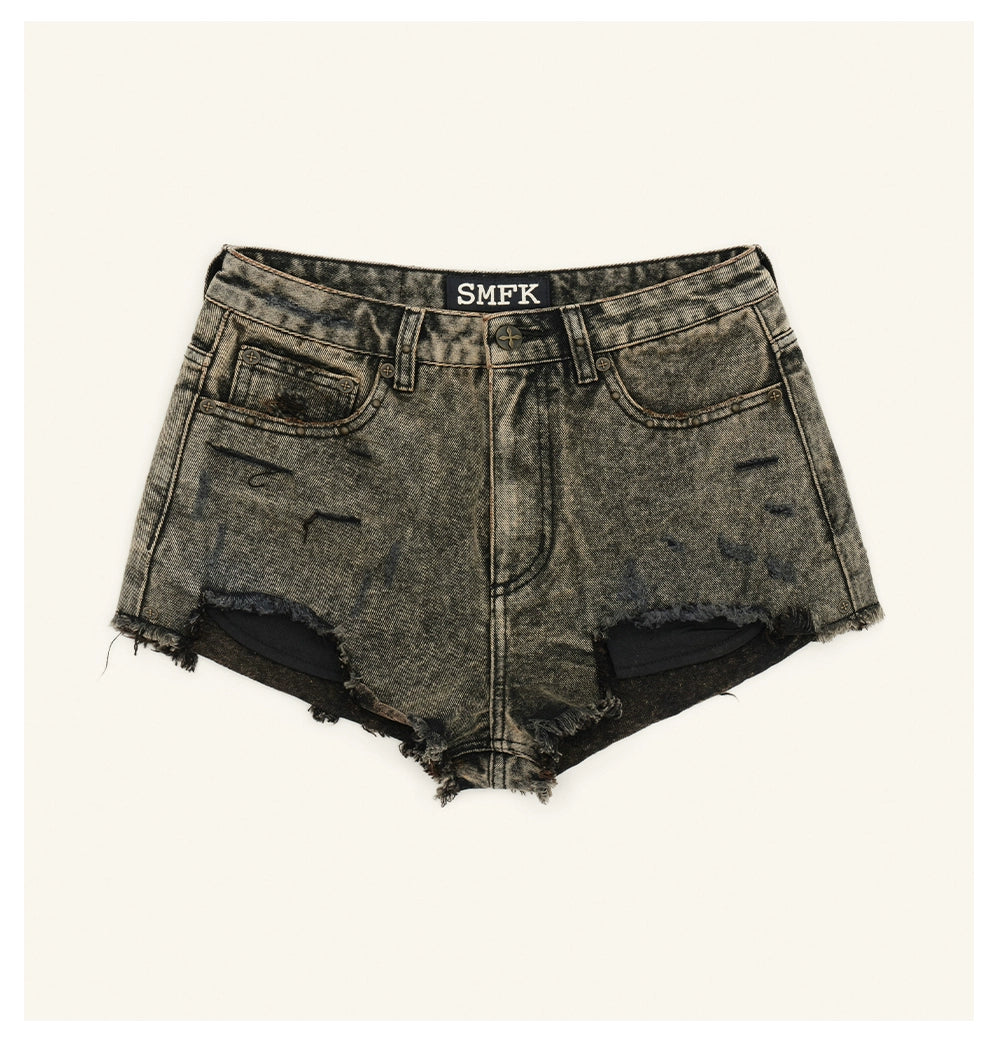 Ancient Myth Distressed Denim Shorts - CHINASQUAD