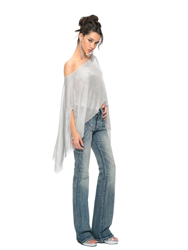 Silver Iridescent Thread Beach Cape