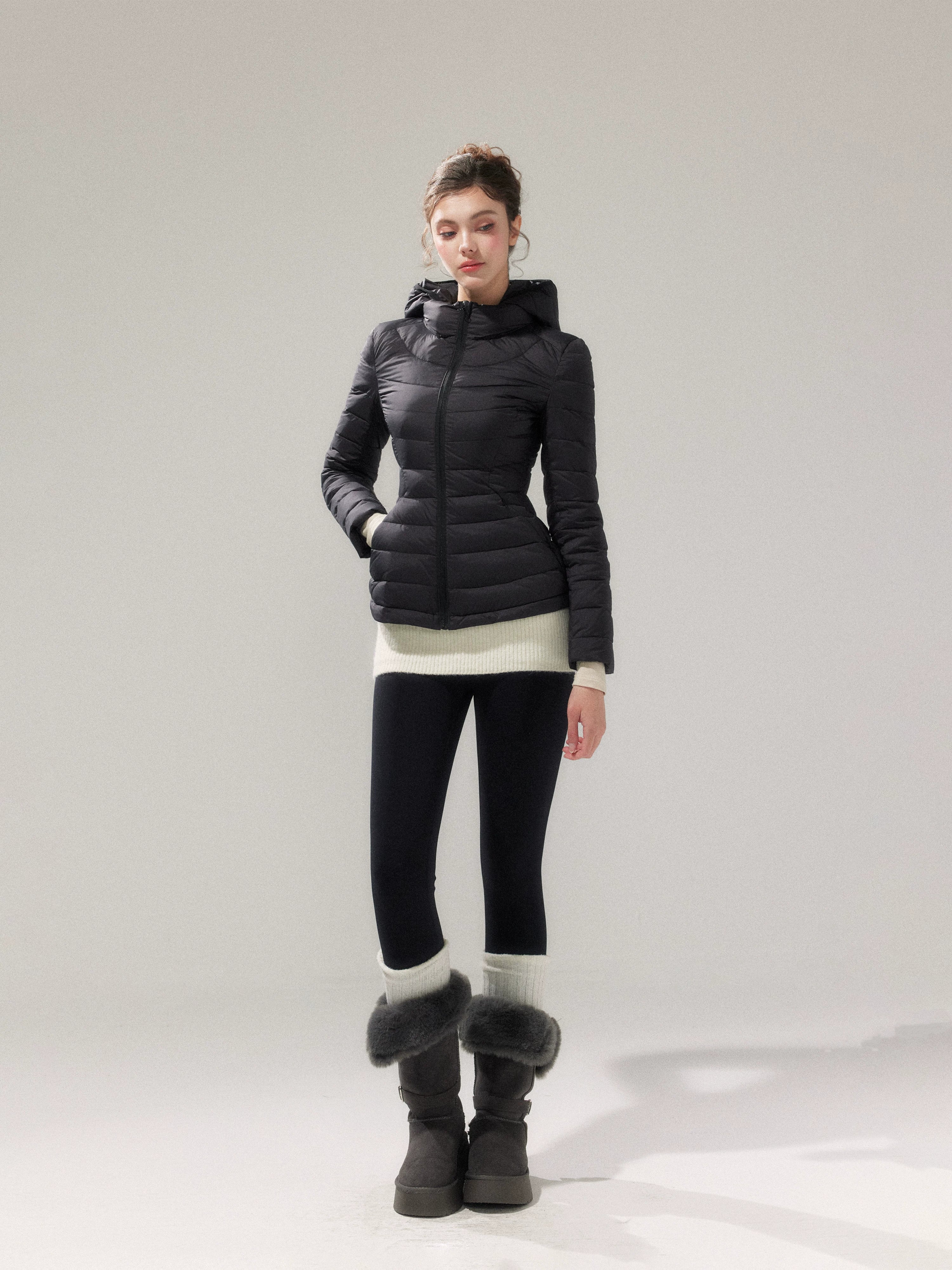 Lightweight 90% Down Quilted Stand-Collar Coat