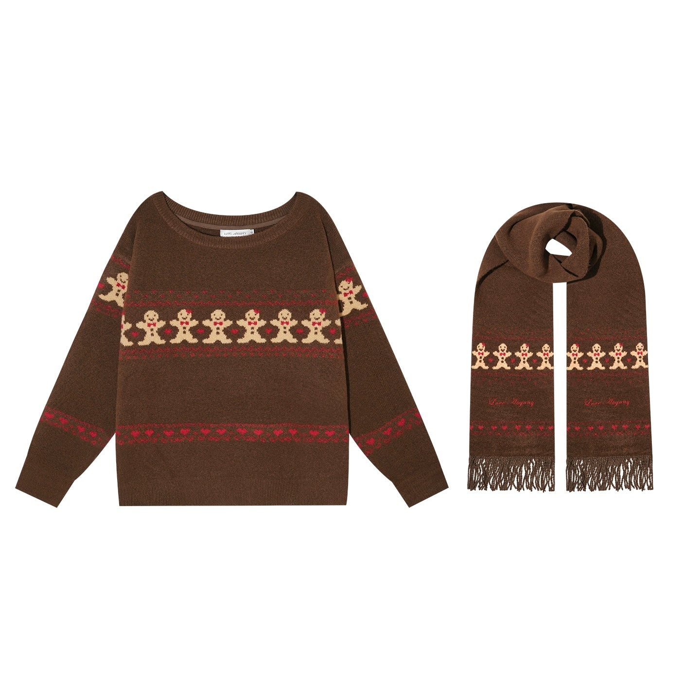 Wool-Blend Christmas Sweater & Scarf Set