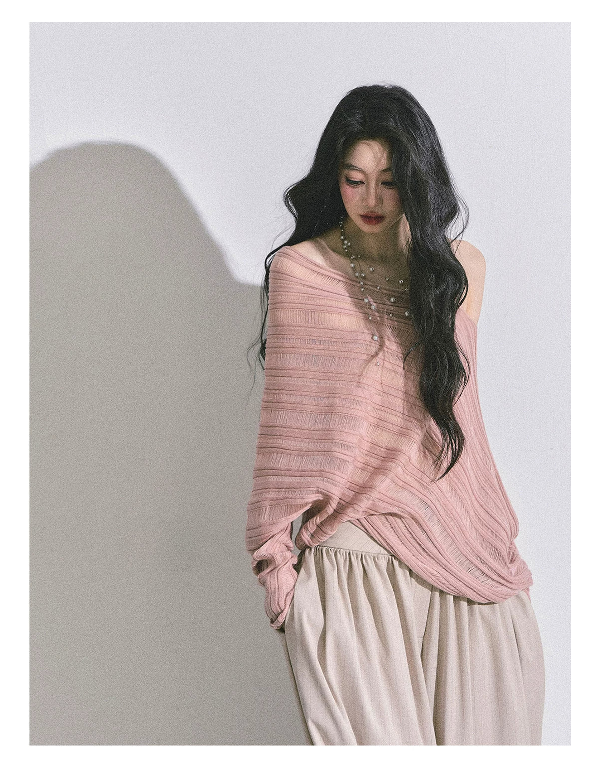 French Asymmetric Cut-Out Knit Sweater