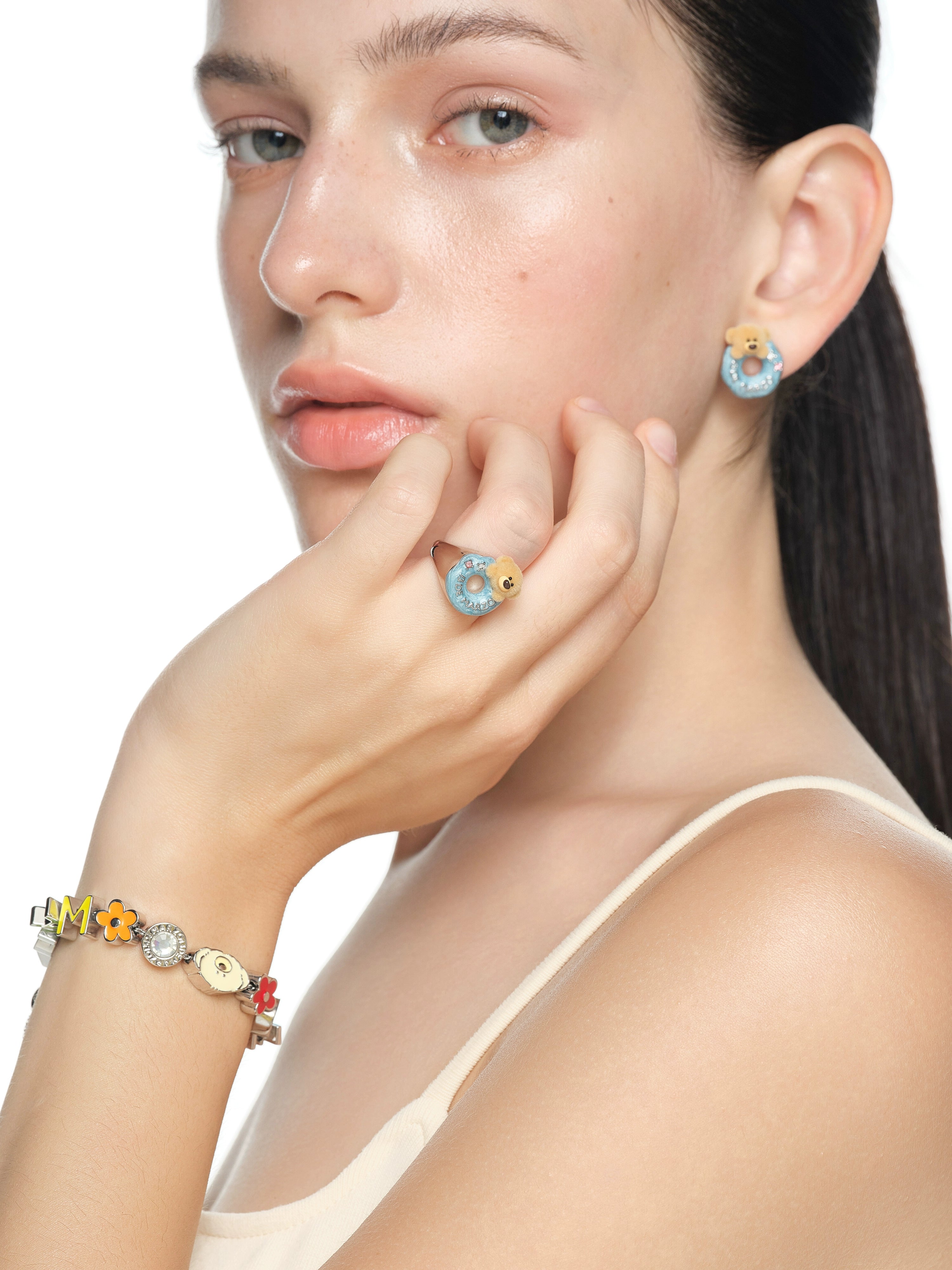 Blue Donut Teddy Ring