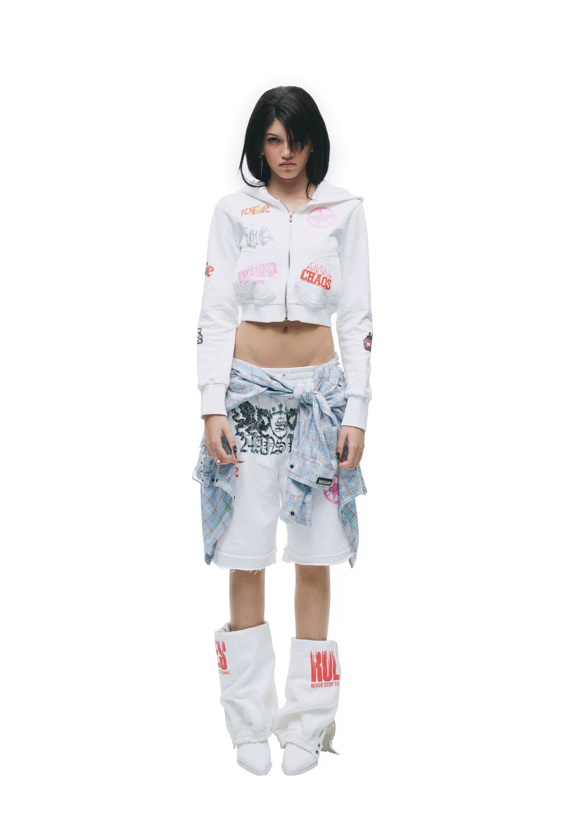 Punk Millennium Distressed Two-Tone Set with Graphic Print