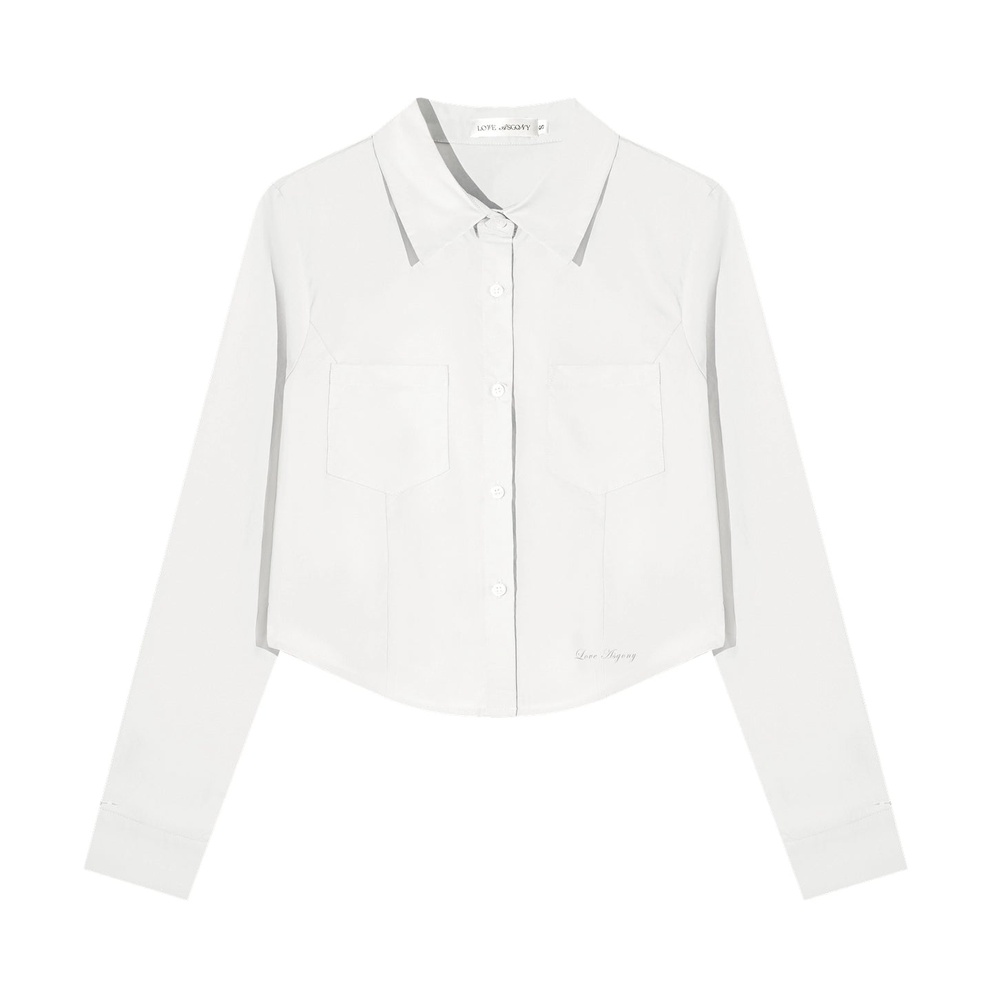 Turn-Down Collar Embroidered Cropped Shirt - CHINASQUAD