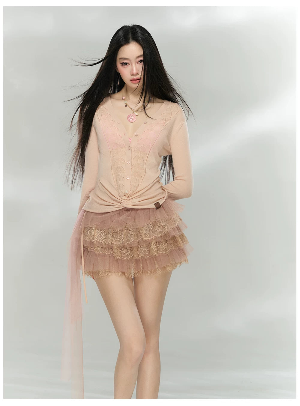 Reversible V-Neck Acetate Wool Knit T-Shirts