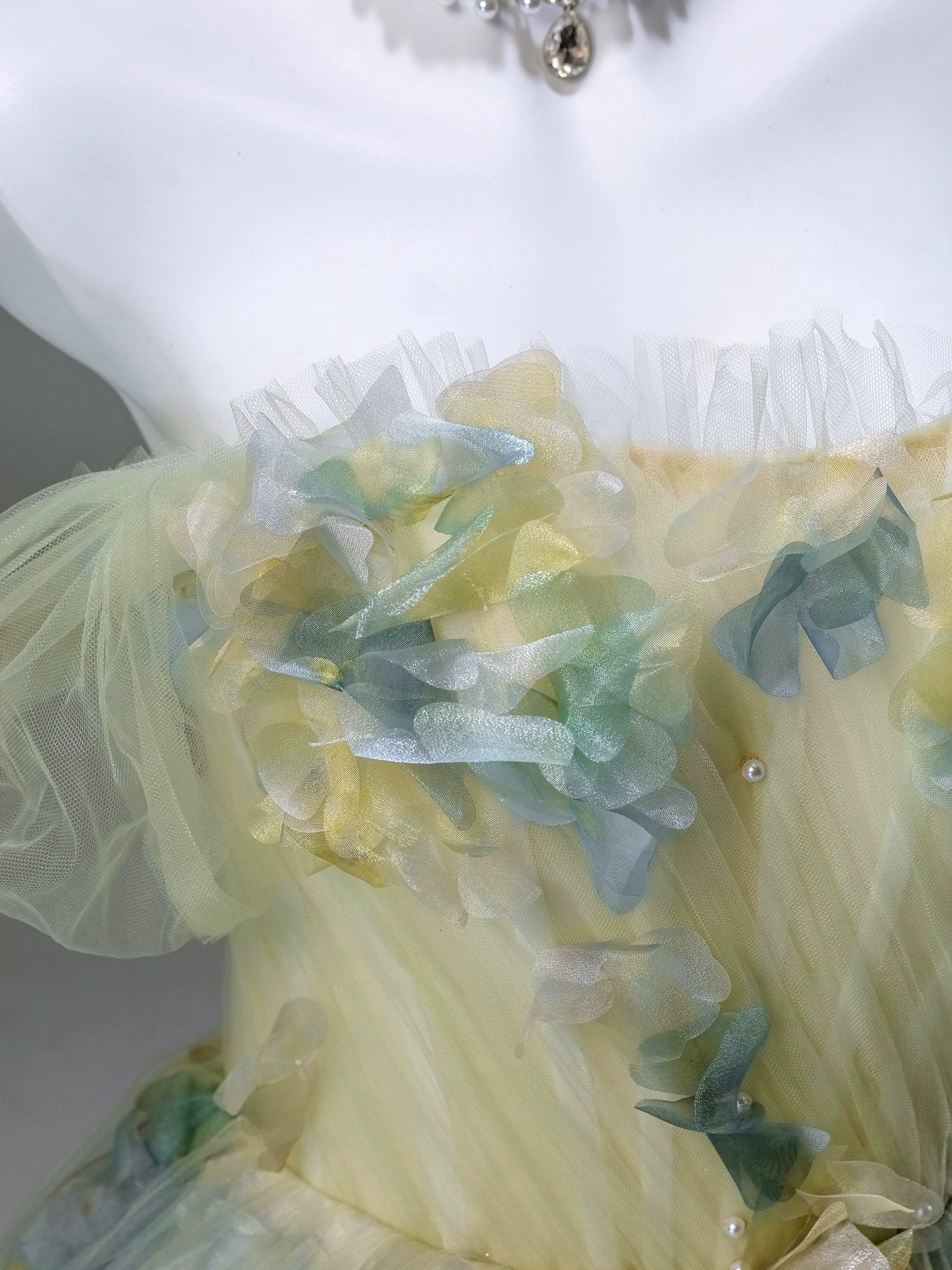 Coral Whisper Ethereal Tulle Couture Gown