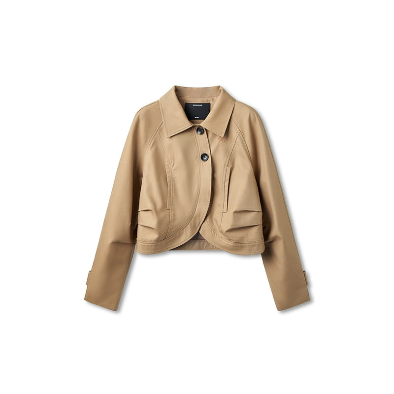 Twill Raglan Sleeve Overlap Placket Collar Jacket - CHINASQUAD