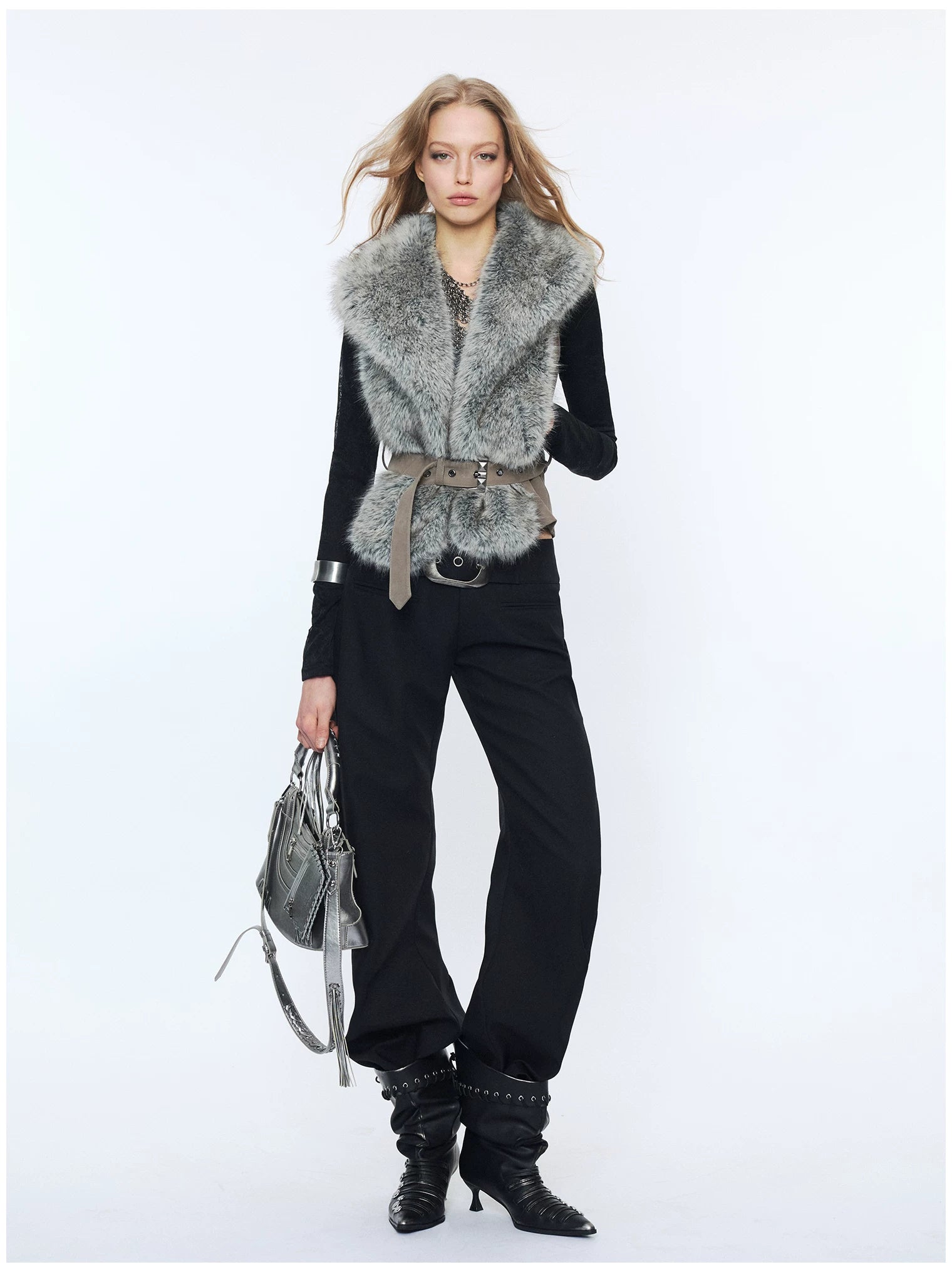 Metal-Waist Punk Tailored Trousers