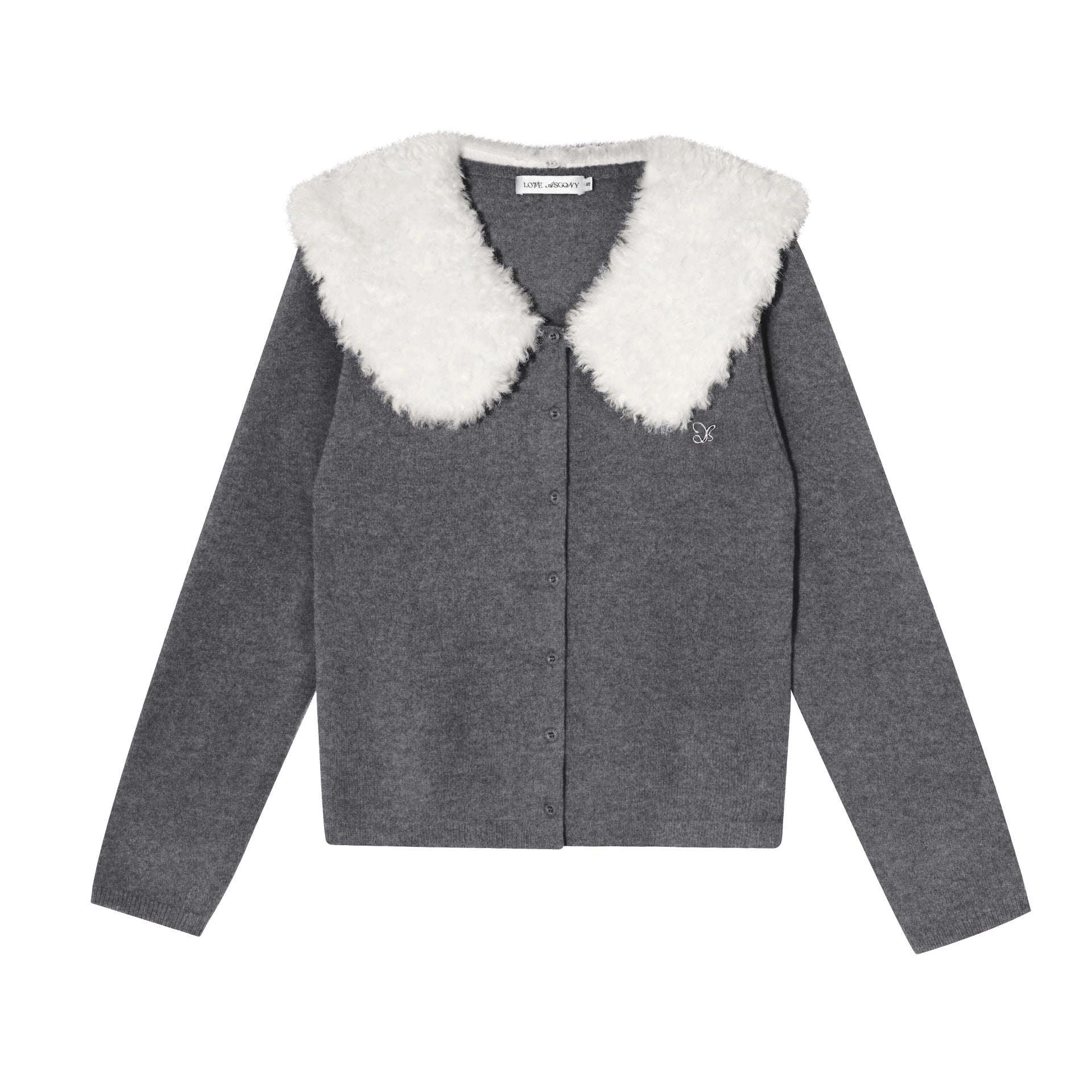 Wool Collar Relaxed Knit Cardigan