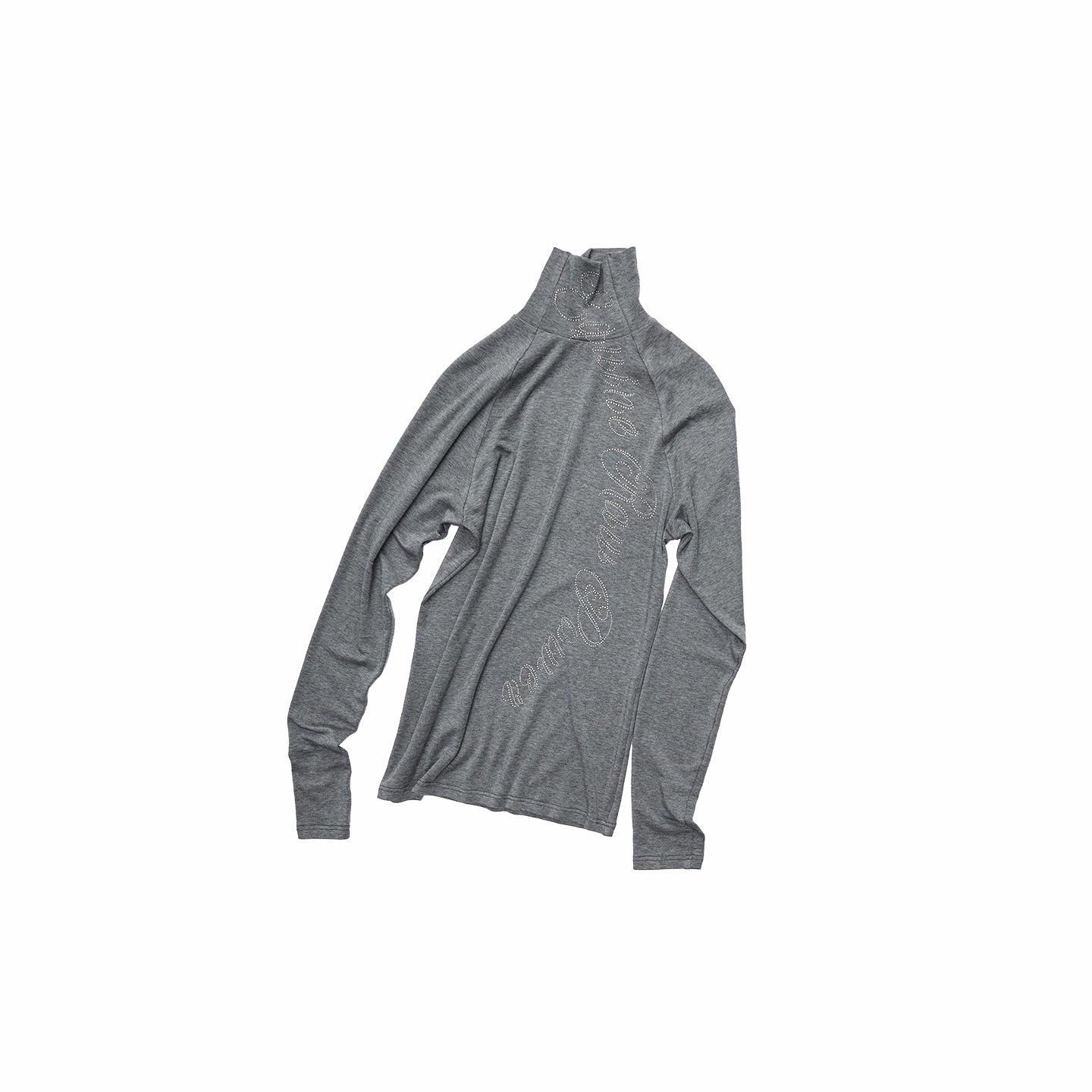 Rhinestone High-Neck Raglan Knit T-Shirt - CHINASQUAD