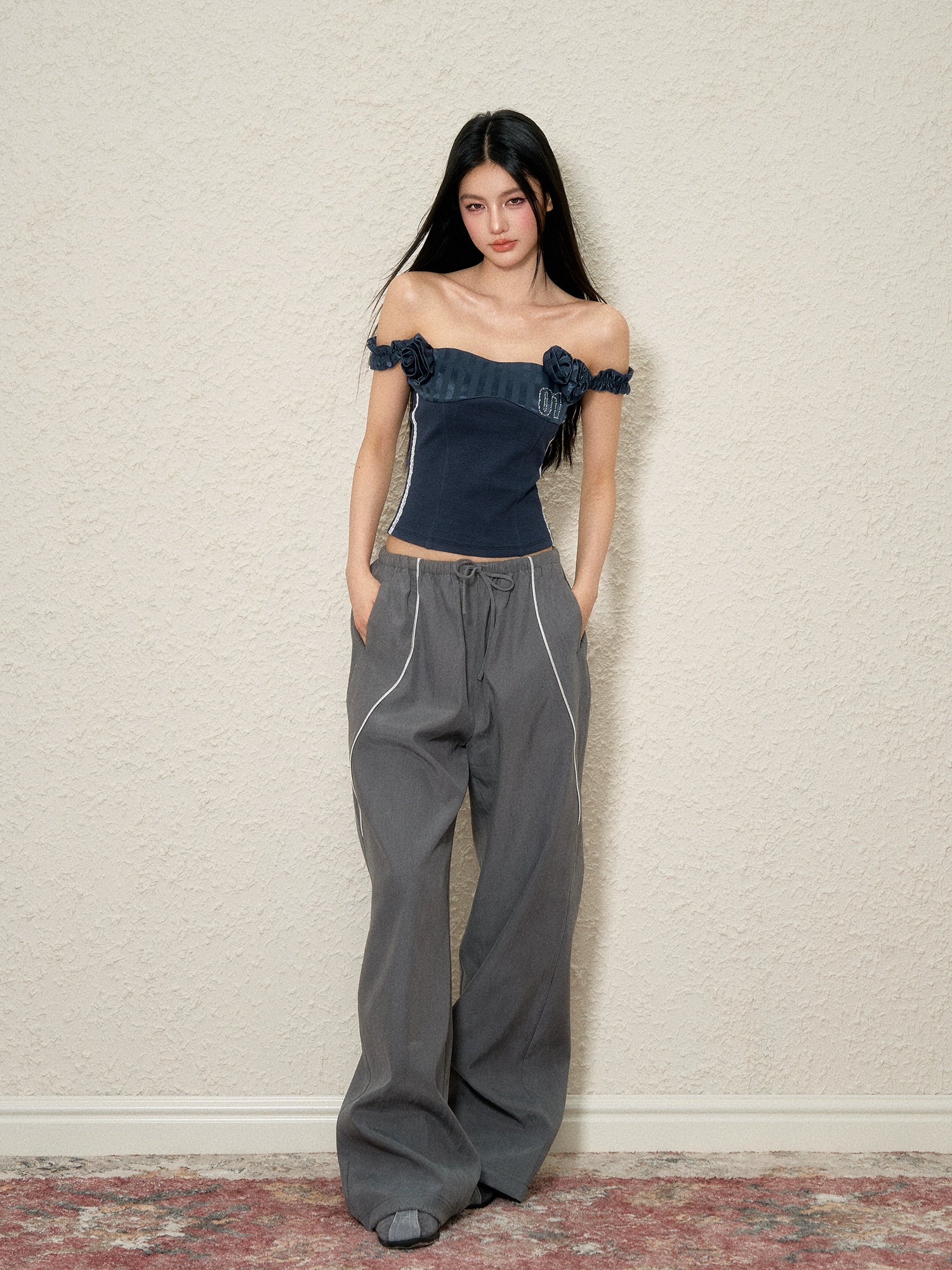 Striped Design Loose Wide-Legged Pants - CHINASQUAD