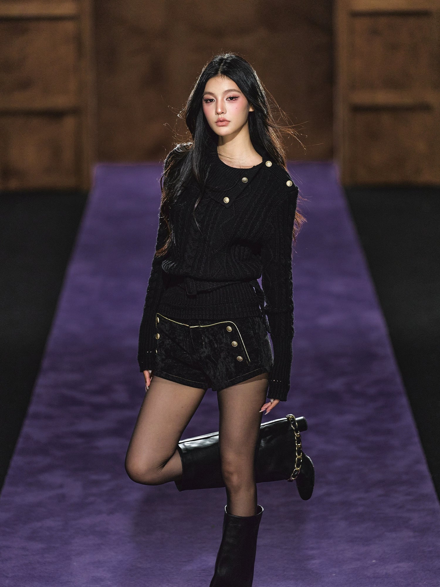 High-Density Corduroy Double-Breasted Slim Shorts