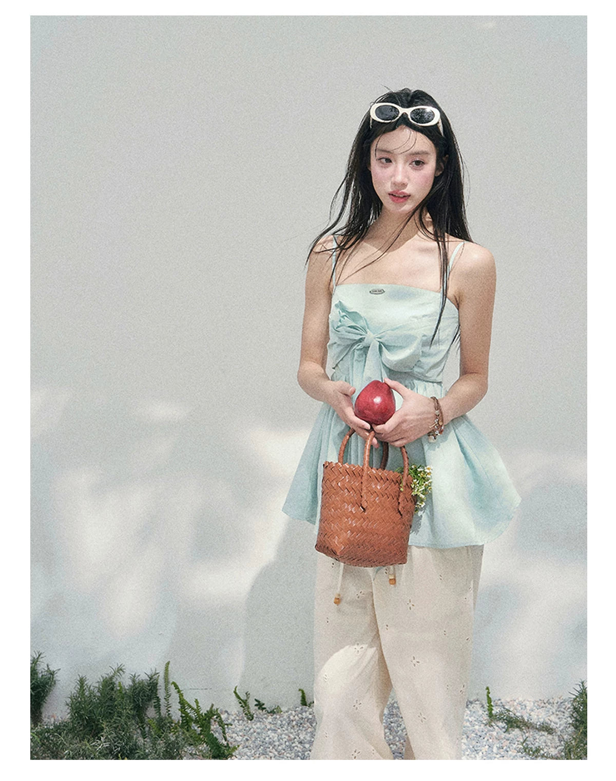 Blue Whisper Bow Camisole Top