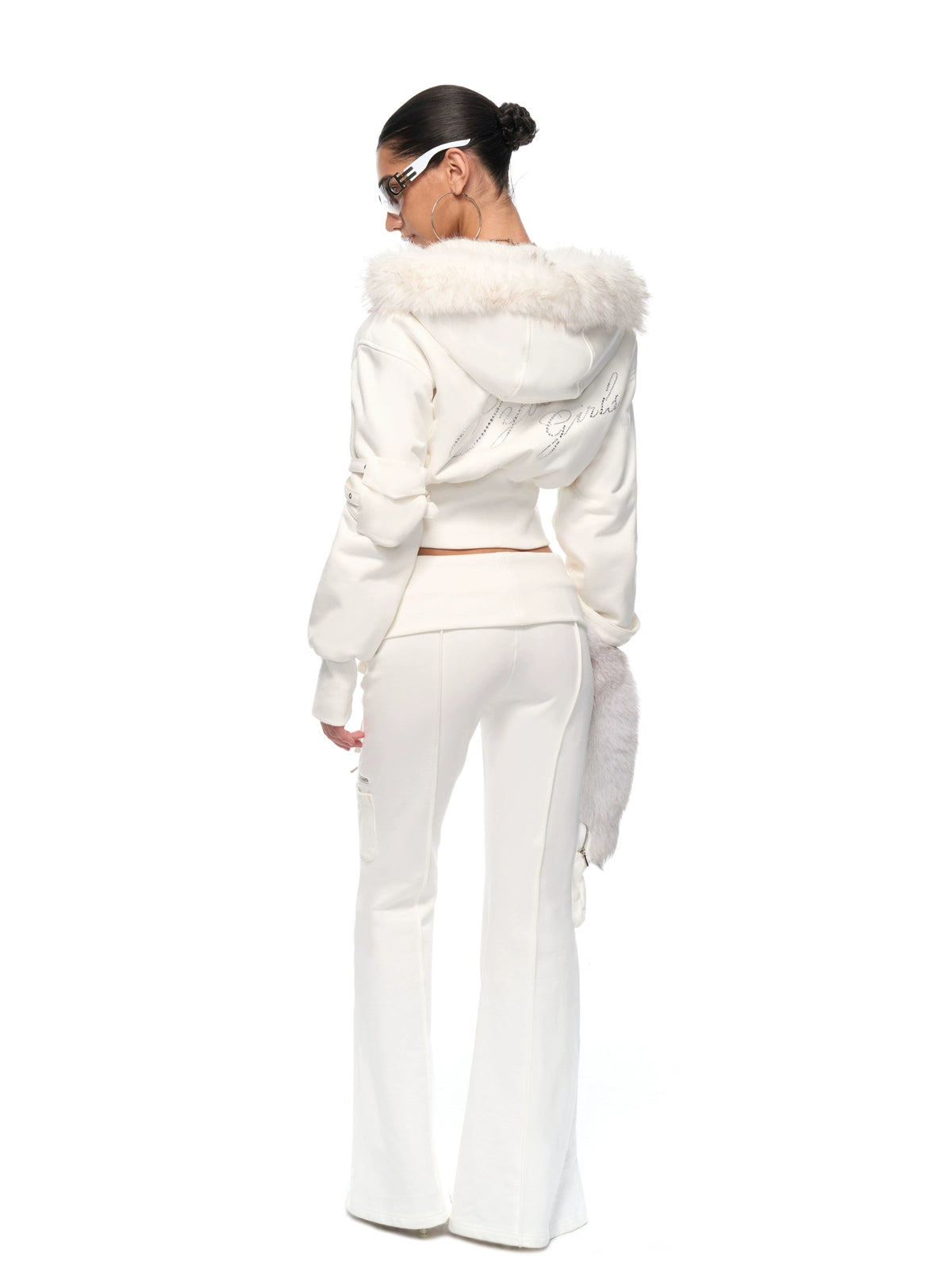 Waist-Cinched Hoodie & Flare Pants Set