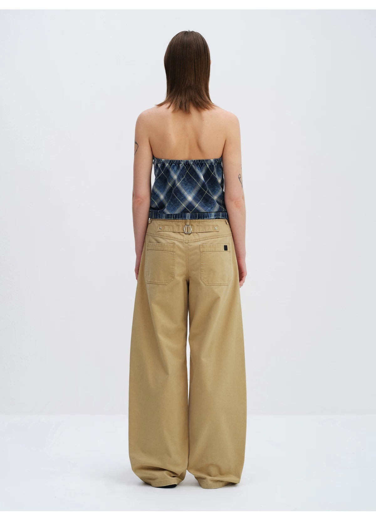 Plaid Halterneck Backless Camisole