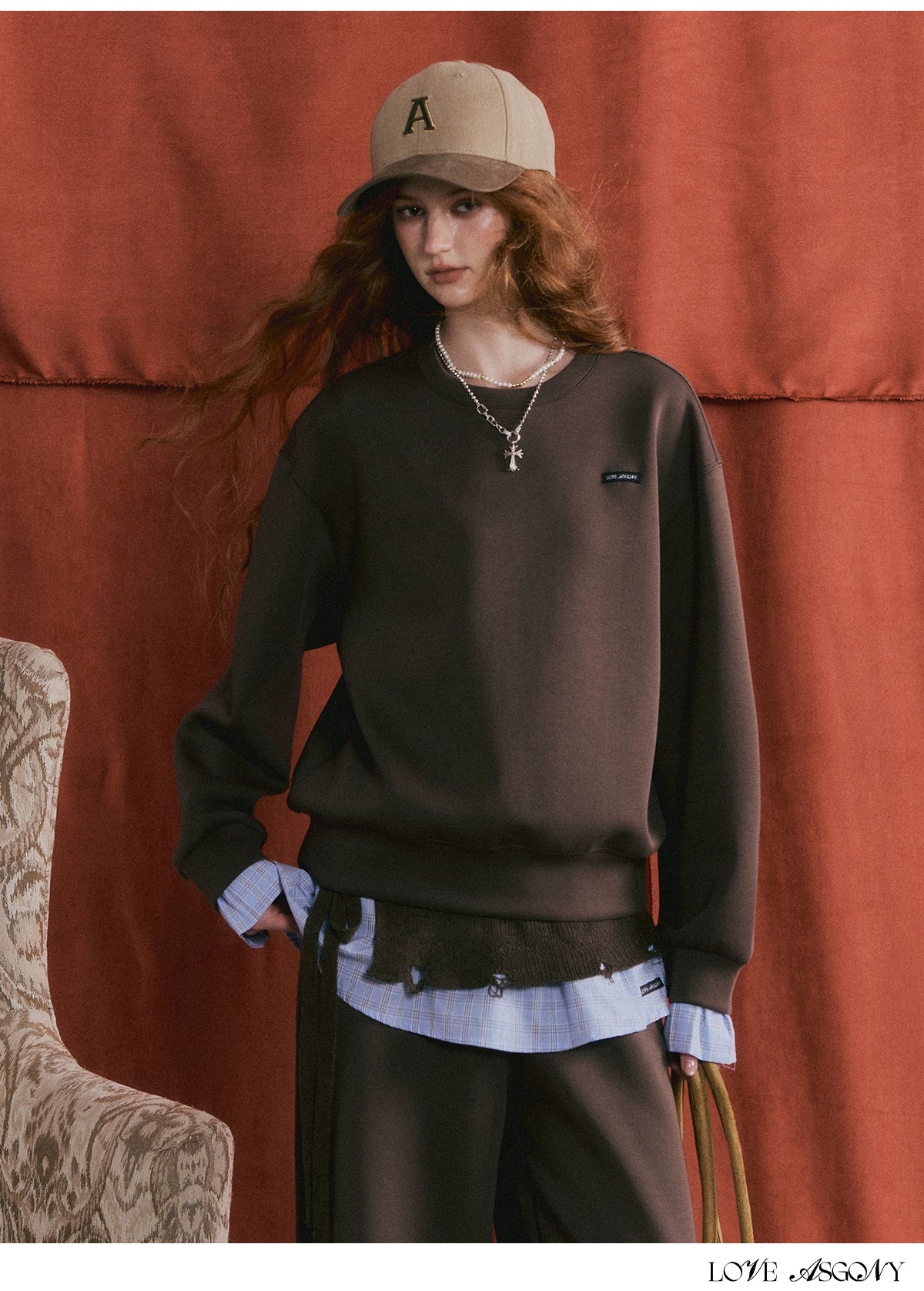 Asgony Retro Contrast Lettering Baseball Cap