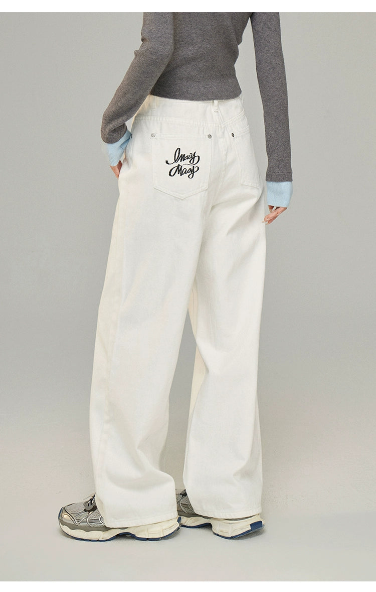 MacyMccoy Logo Embroidered Wide-Leg Jeans - CHINASQUAD
