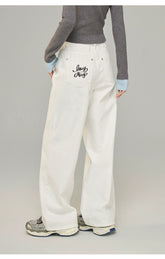 MacyMccoy Logo Embroidered Wide-Leg Jeans - CHINASQUAD