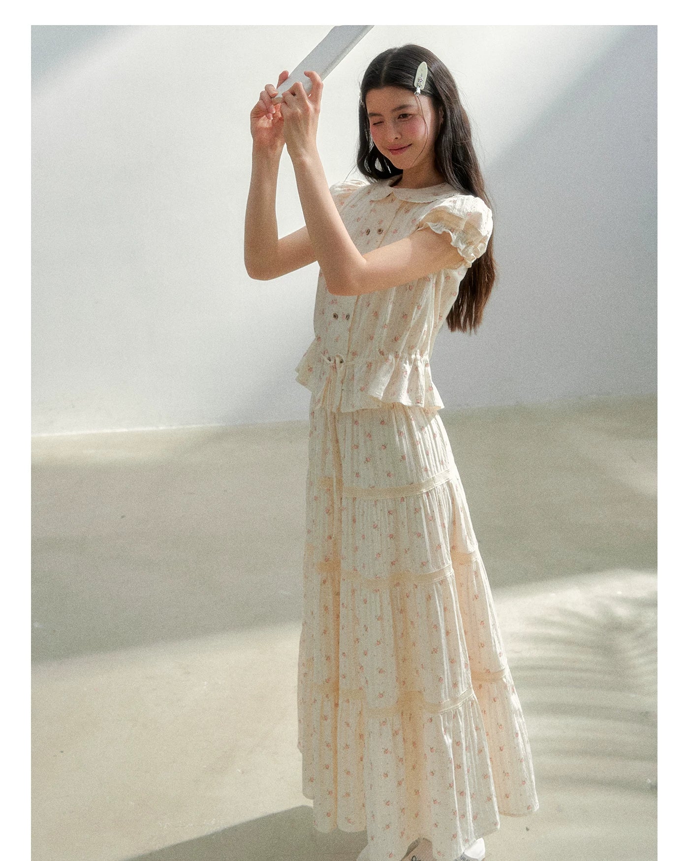 Vintage Plaid Floral Girl Two-Piece Set